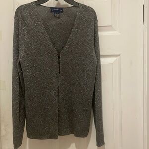 CHARTER CLUB HCLIDAY BLACK CARDIGAN SHIMMER METALLIC THREAD.